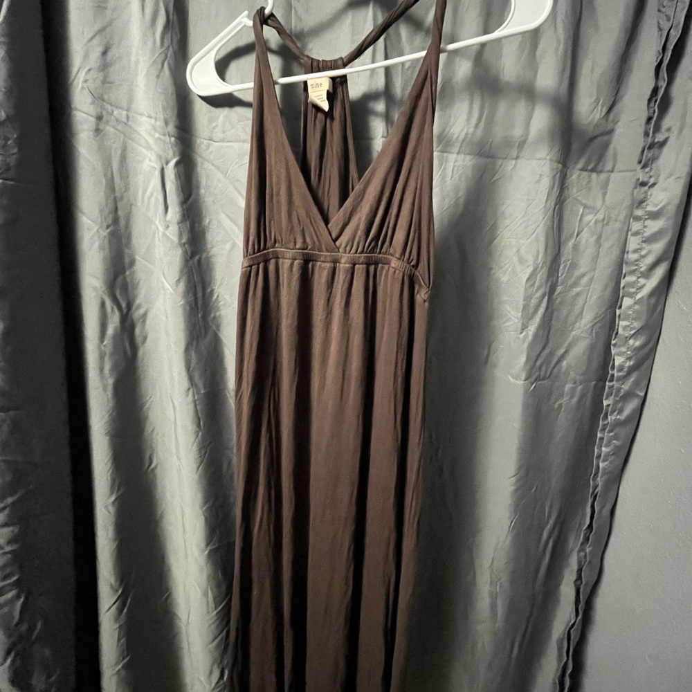 Elegant Brown Halter Dress